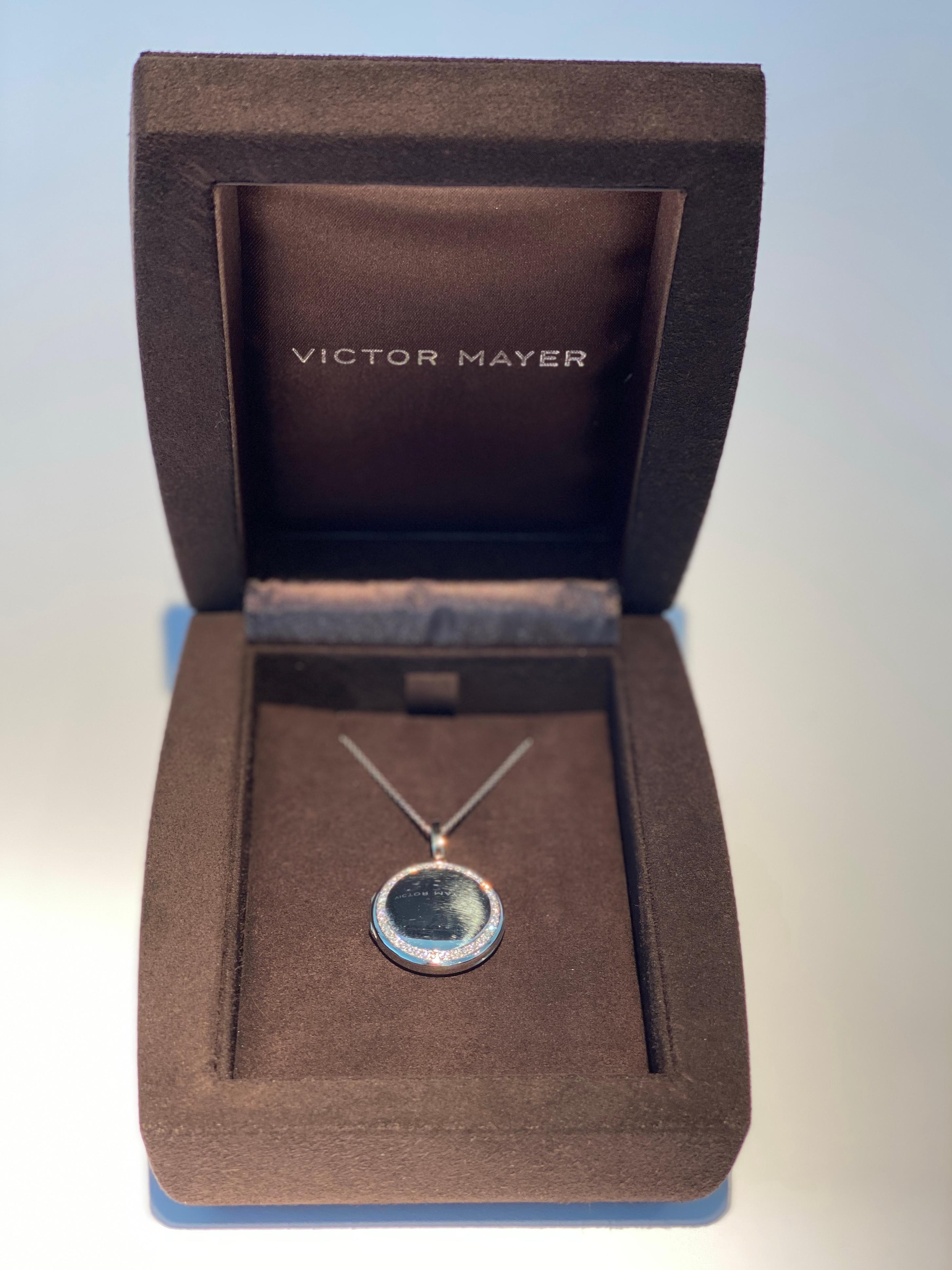 Ciondolo a forma di medaglione rotondo - Oro bianco 18k - 45 diamanti 0,5 ct H VS Diametro 26,0 mm in vendita 4