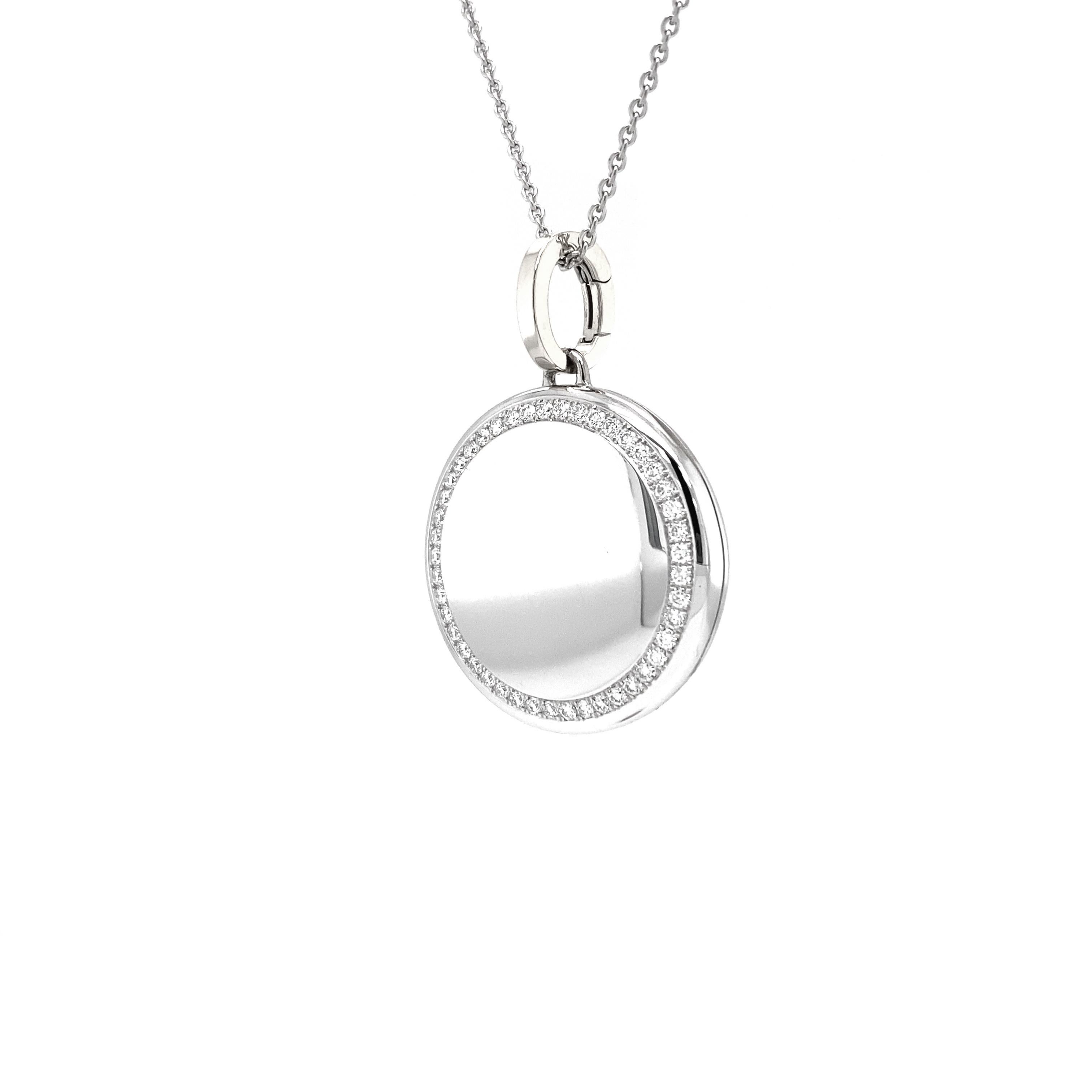 Pendente a medaglione rotondo Victor Mayer in oro bianco 18 carati, collezione Hallmark, 45 diamanti, totale 0,54 carati, H. H. VS, diametro ca. 26,0 mm

Informazioni sul creatore Victor Mayer
Victor Mayer è rinomato a livello internazionale per