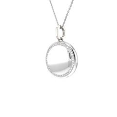 Round Locket Pendant - 18k White Gold - 45 Diamonds 0.5 ct H VS Diameter 26.0 mm