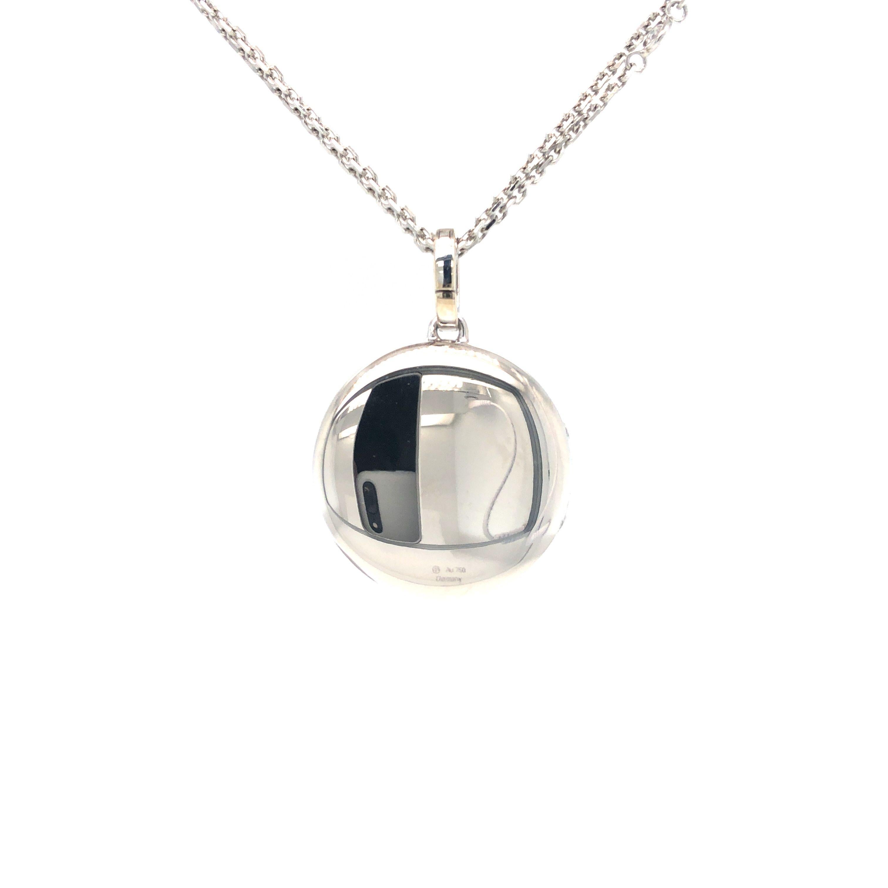Ciondolo a forma di medaglione rotondo - Oro bianco 18k - 45 diamanti 0,5 ct H VS Diametro 26,0 mm In condizioni Nuovo in vendita a Pforzheim, DE