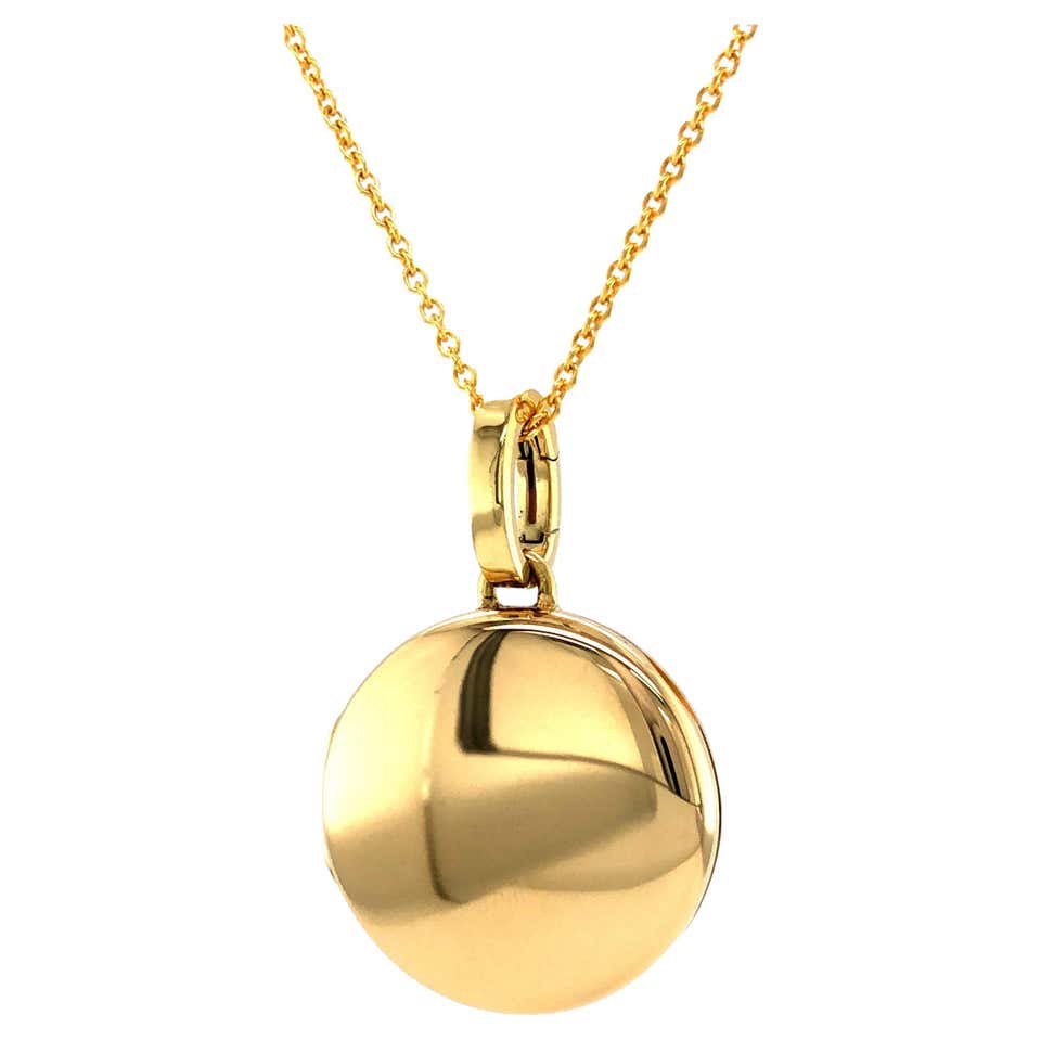 Customizable Round Polished Pendant Locket - 18k Yellow Gold - Diameter ...