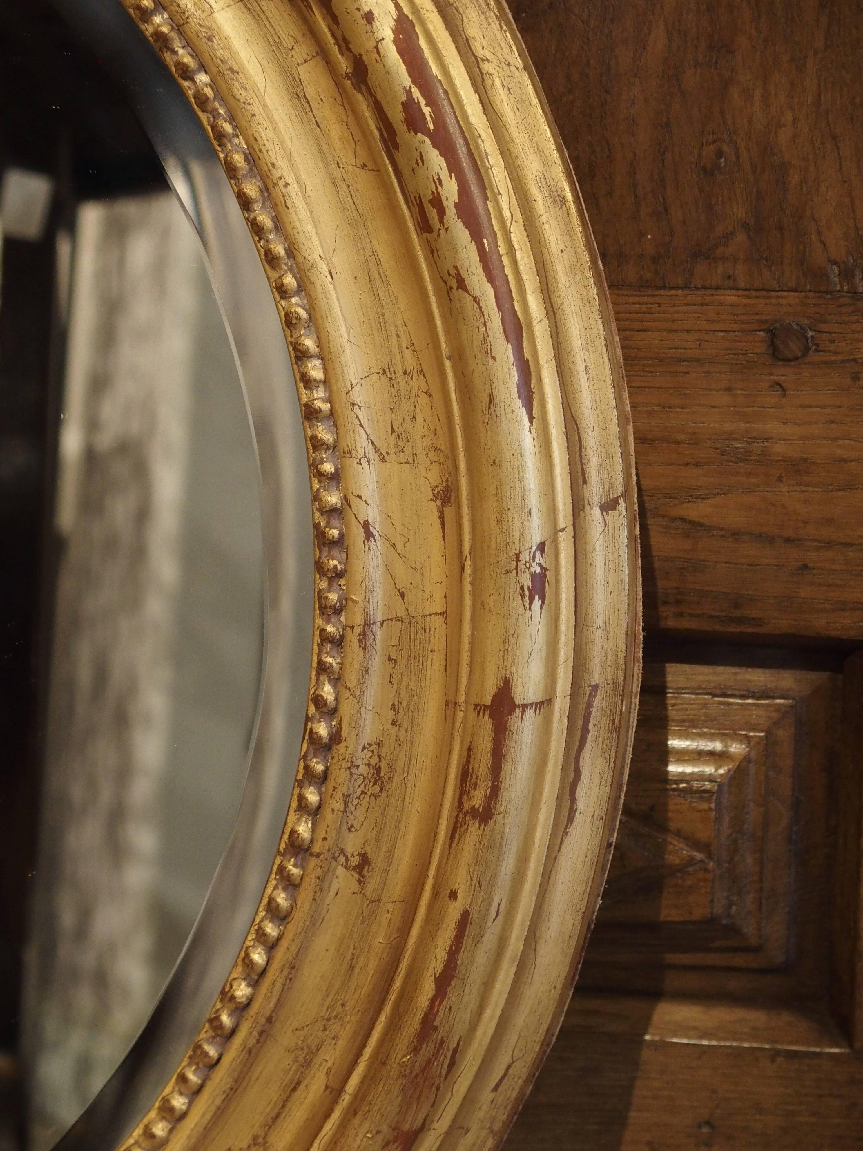 French Round Louis Philippe Style Giltwood Mirror from France