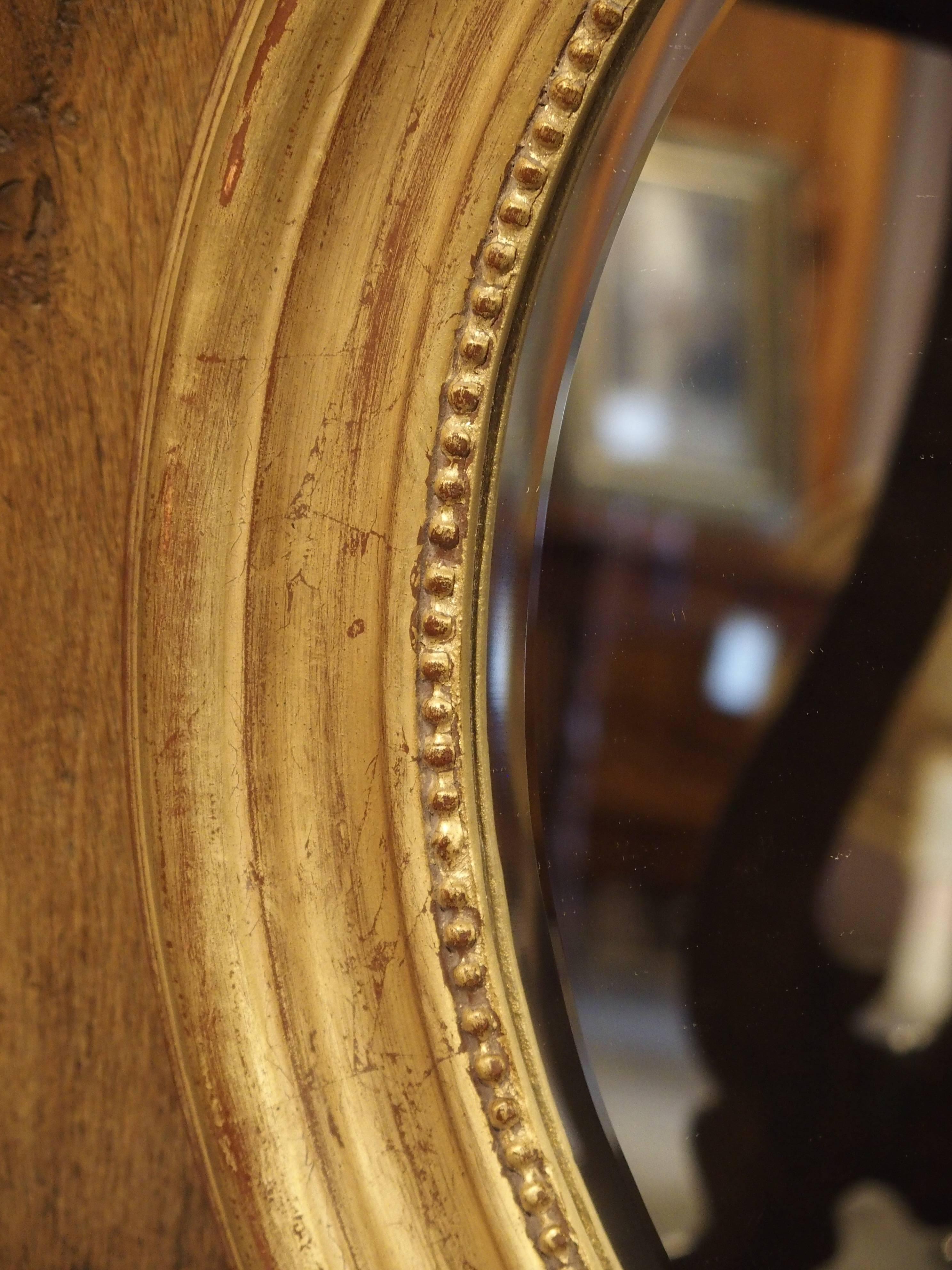Round Louis Philippe Style Giltwood Mirror from France In Good Condition In Dallas, TX