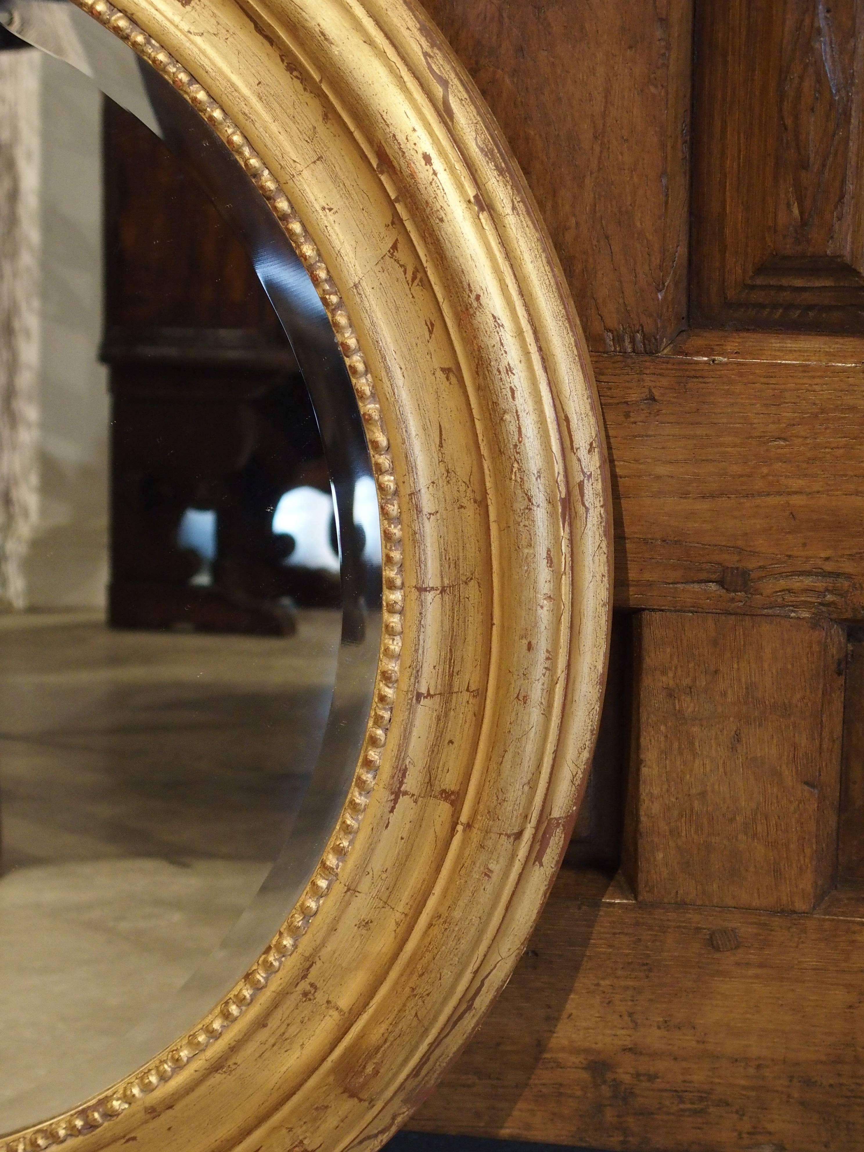 Round Louis Philippe Style Giltwood Mirror from France In Good Condition In Dallas, TX
