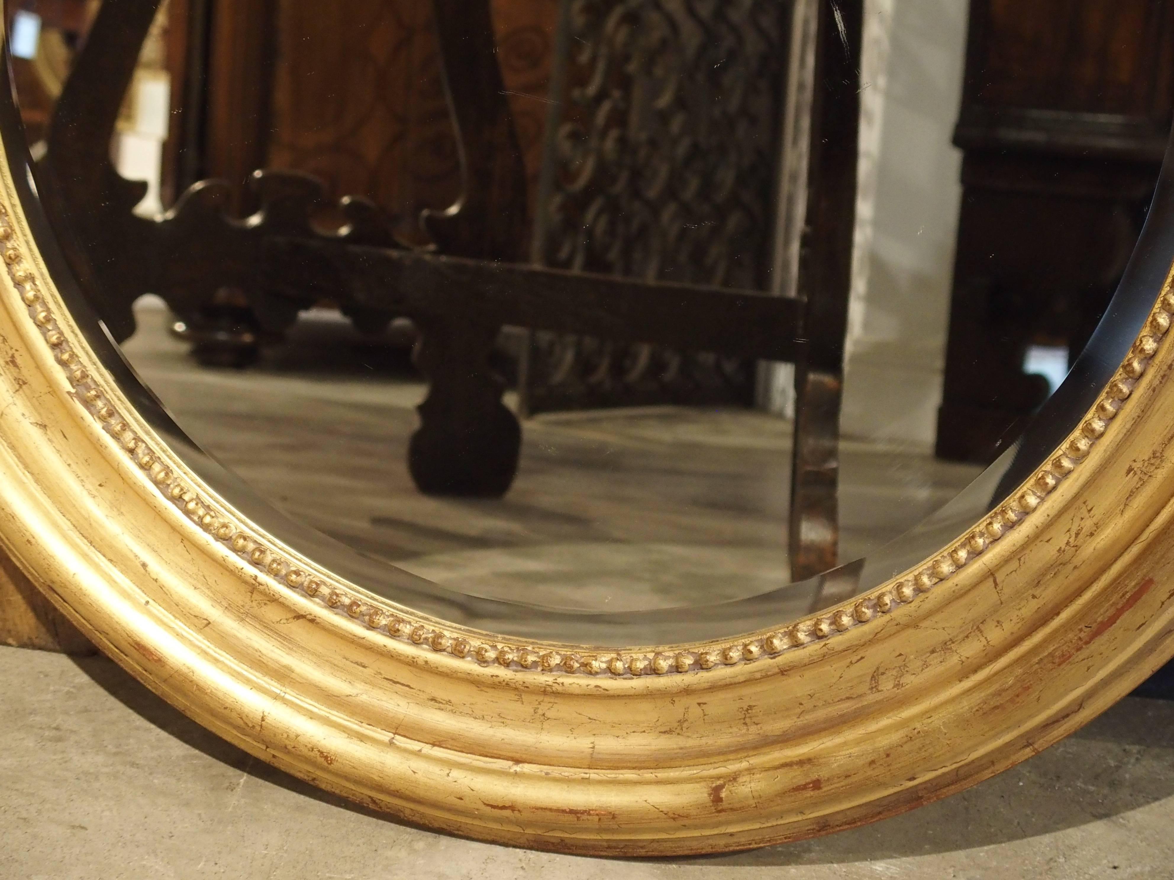 Round Louis Philippe Style Giltwood Mirror from France 1