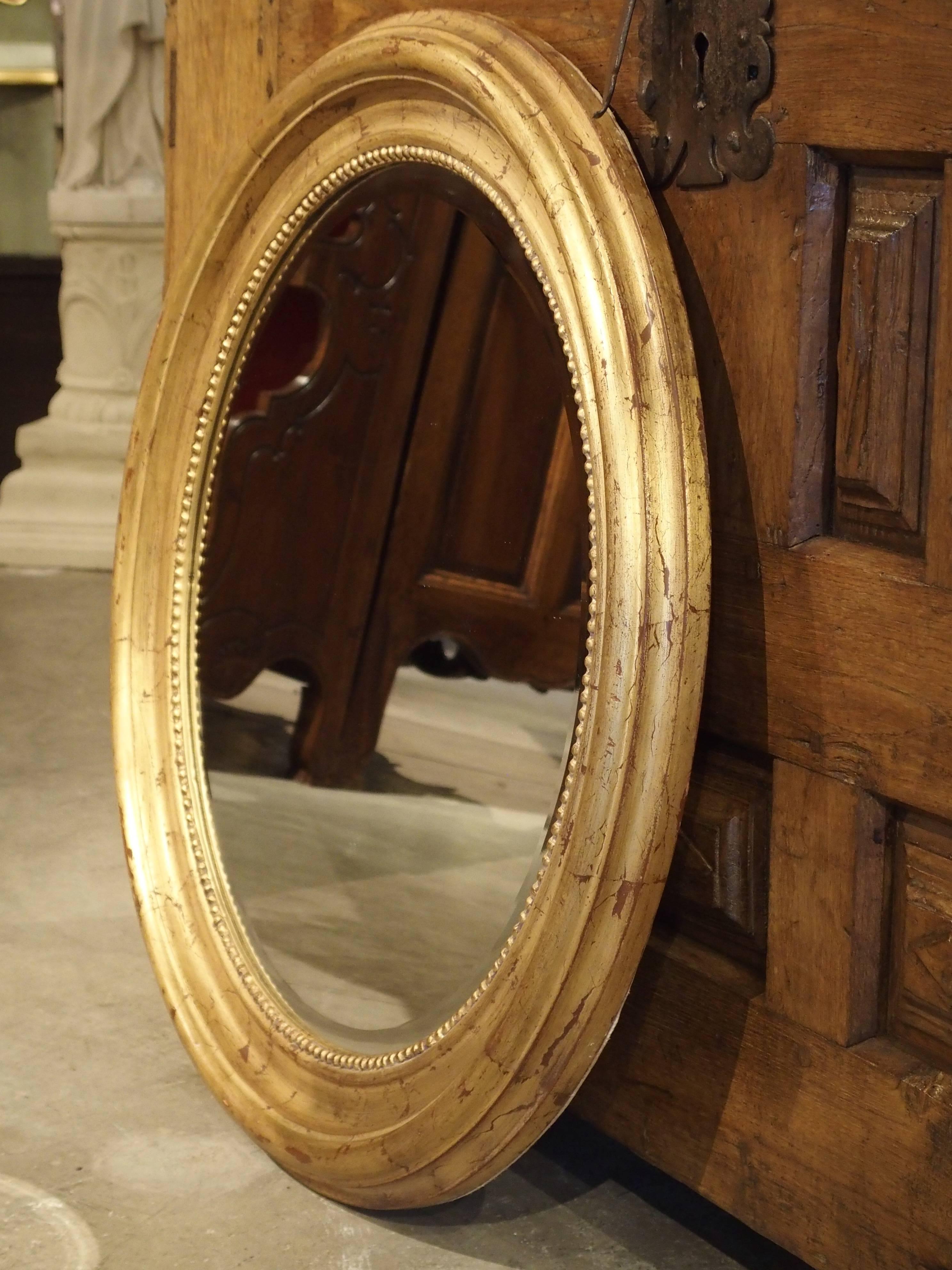 Round Louis Philippe Style Giltwood Mirror from France 2