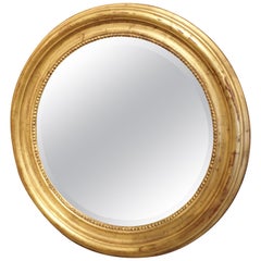 Round Louis Philippe Style Giltwood Mirror from France