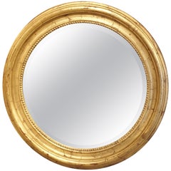 Round Louis Philippe Style Giltwood Mirror from France