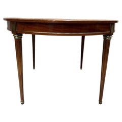 Round Louis XVI Style Dining Table with Leather Top, 20th Century