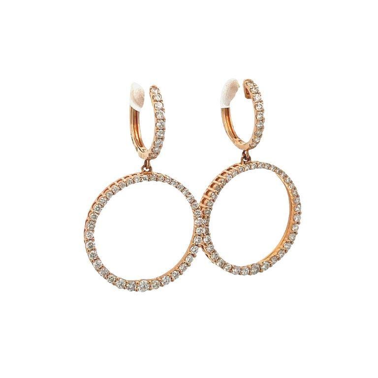 Round Loup Diamond Earring 1.20 Carat in 18k Rose Gold In New Condition In New York, NY