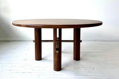 Round Loup Dining Table in Natural Walnut and Oil Rubbed Brass by Withers Studio