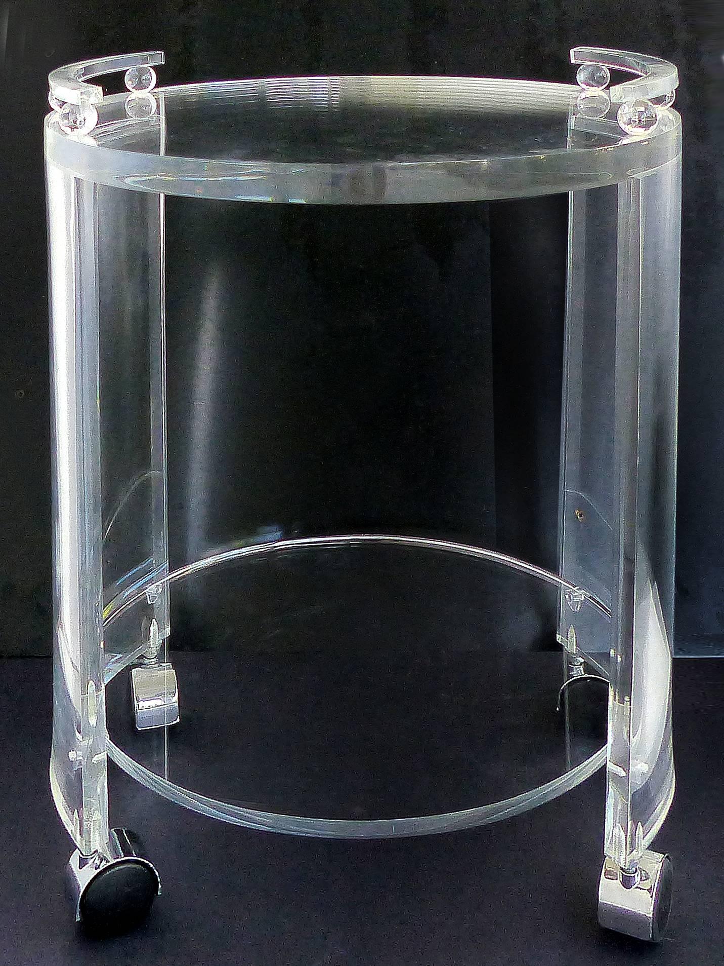 round acrylic bar cart