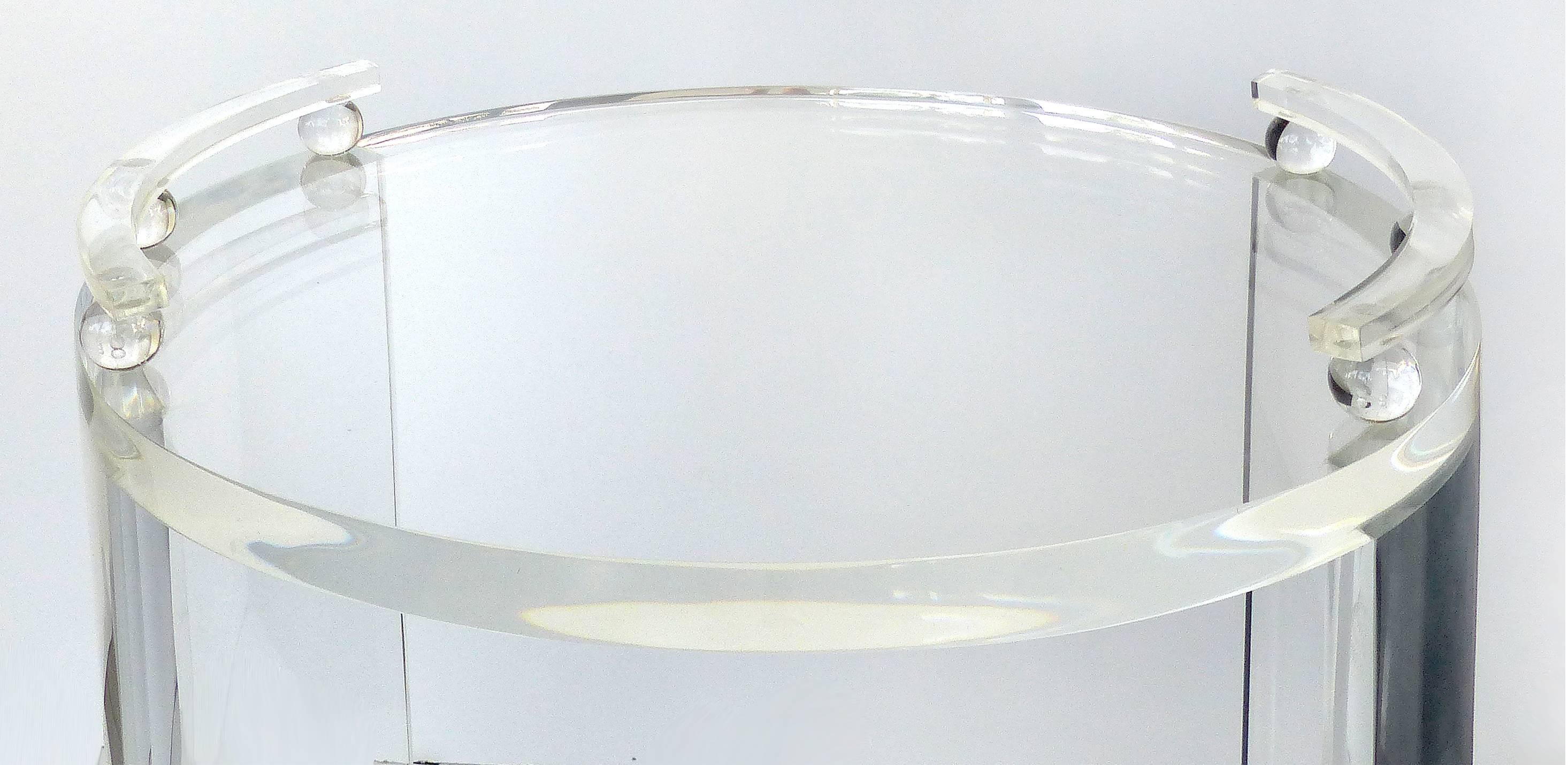 Mid-Century Modern Round Lucite Bar Cart on Casters