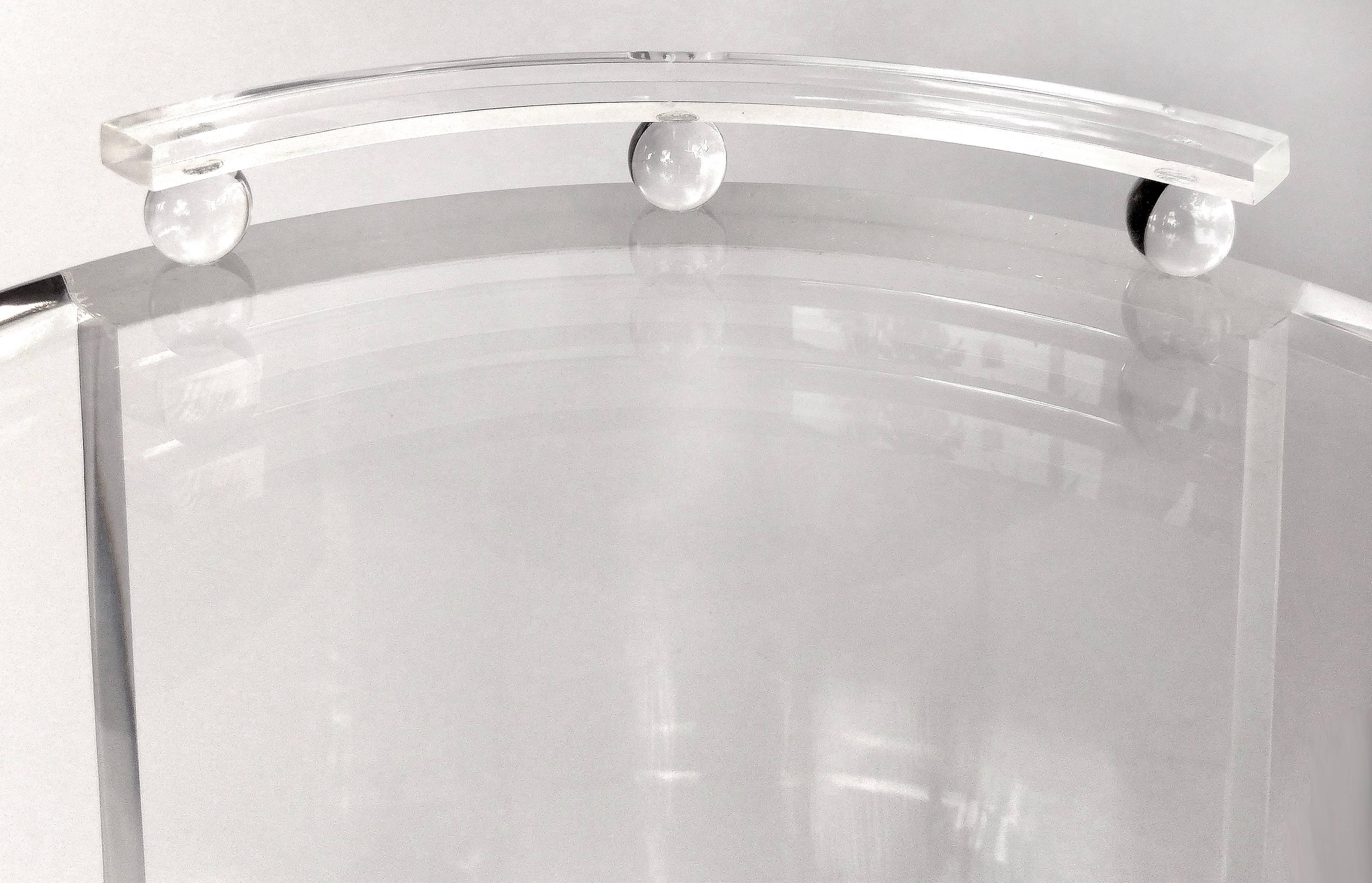 Round Lucite Bar Cart on Casters In New Condition In Miami, FL