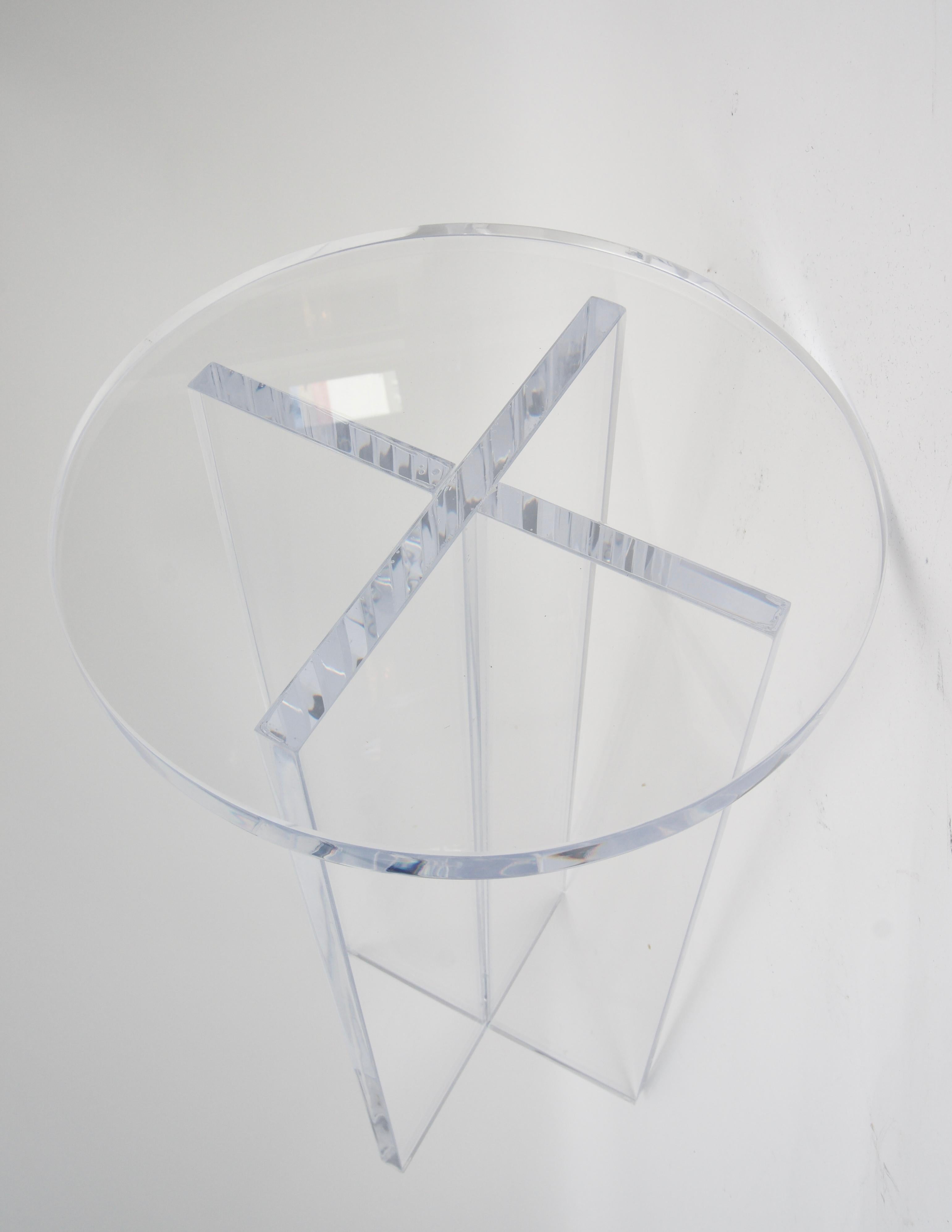 American Round Lucite Drinks Table For Sale