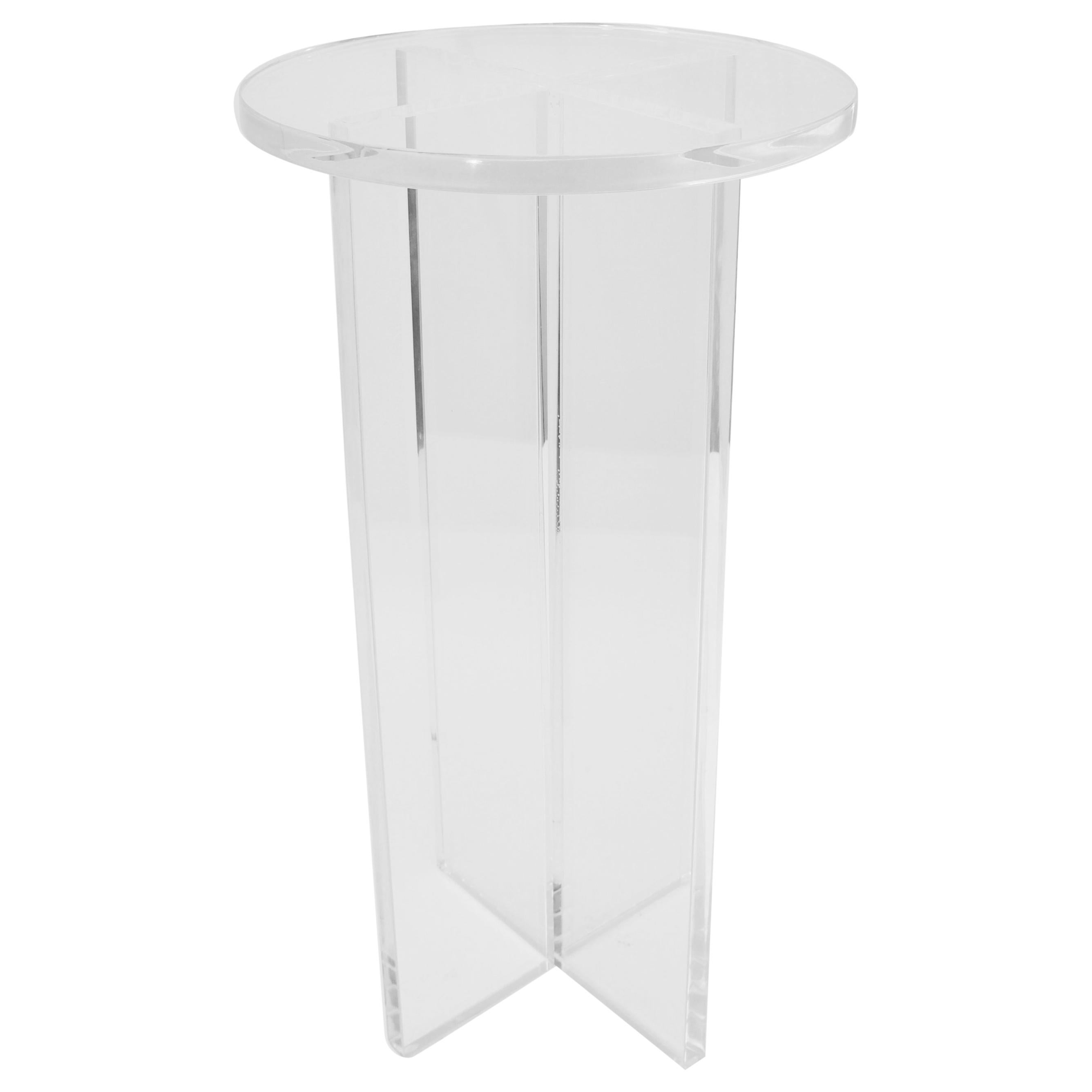 Round Lucite Drinks Table For Sale
