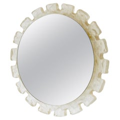 Round Lucite Illuminated German Mirror , 1970s