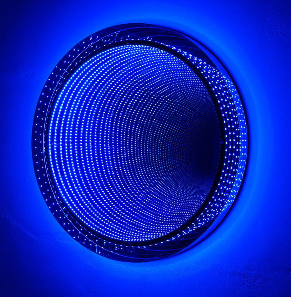Round Lucite Infinity Mirror by Raphael Fenice 5