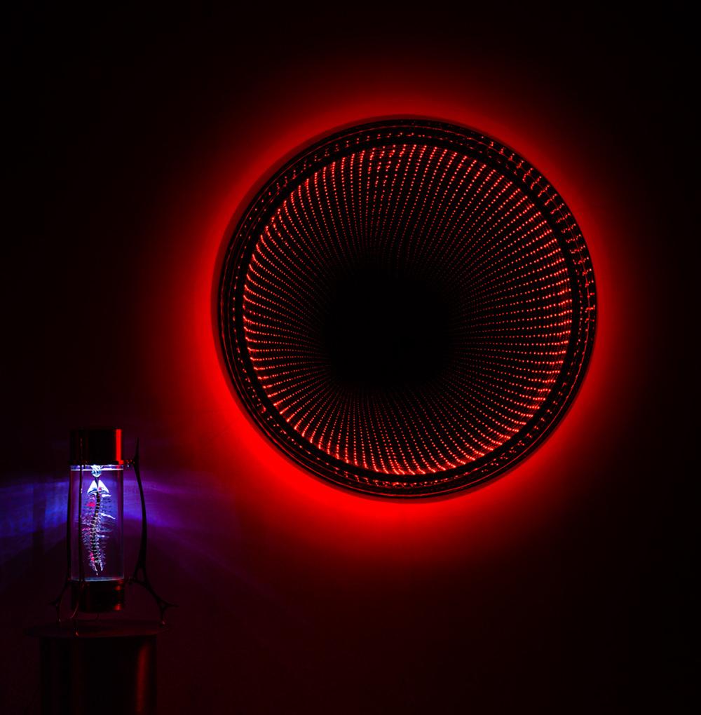 Round Lucite Infinity Mirror by Raphael Fenice 9