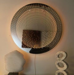 Round Lucite Infinity Mirror by Raphael Fenice