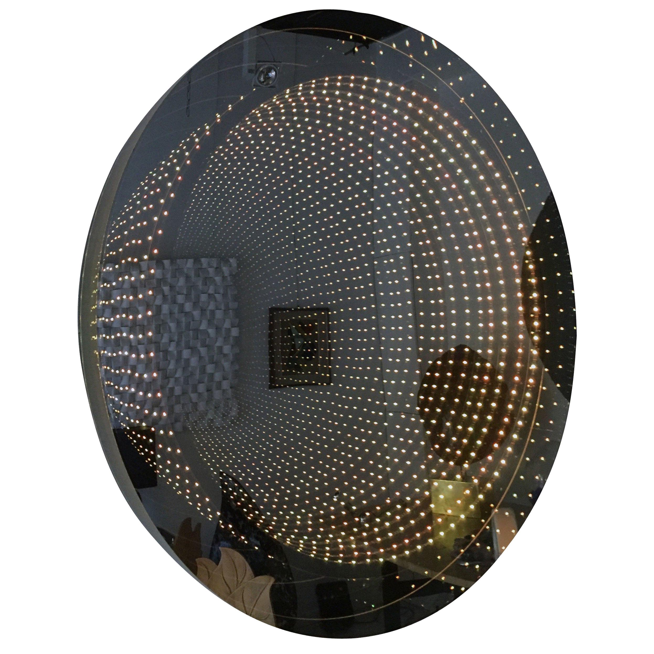 Round Lucite Infinity Mirror by Raphael Fenice