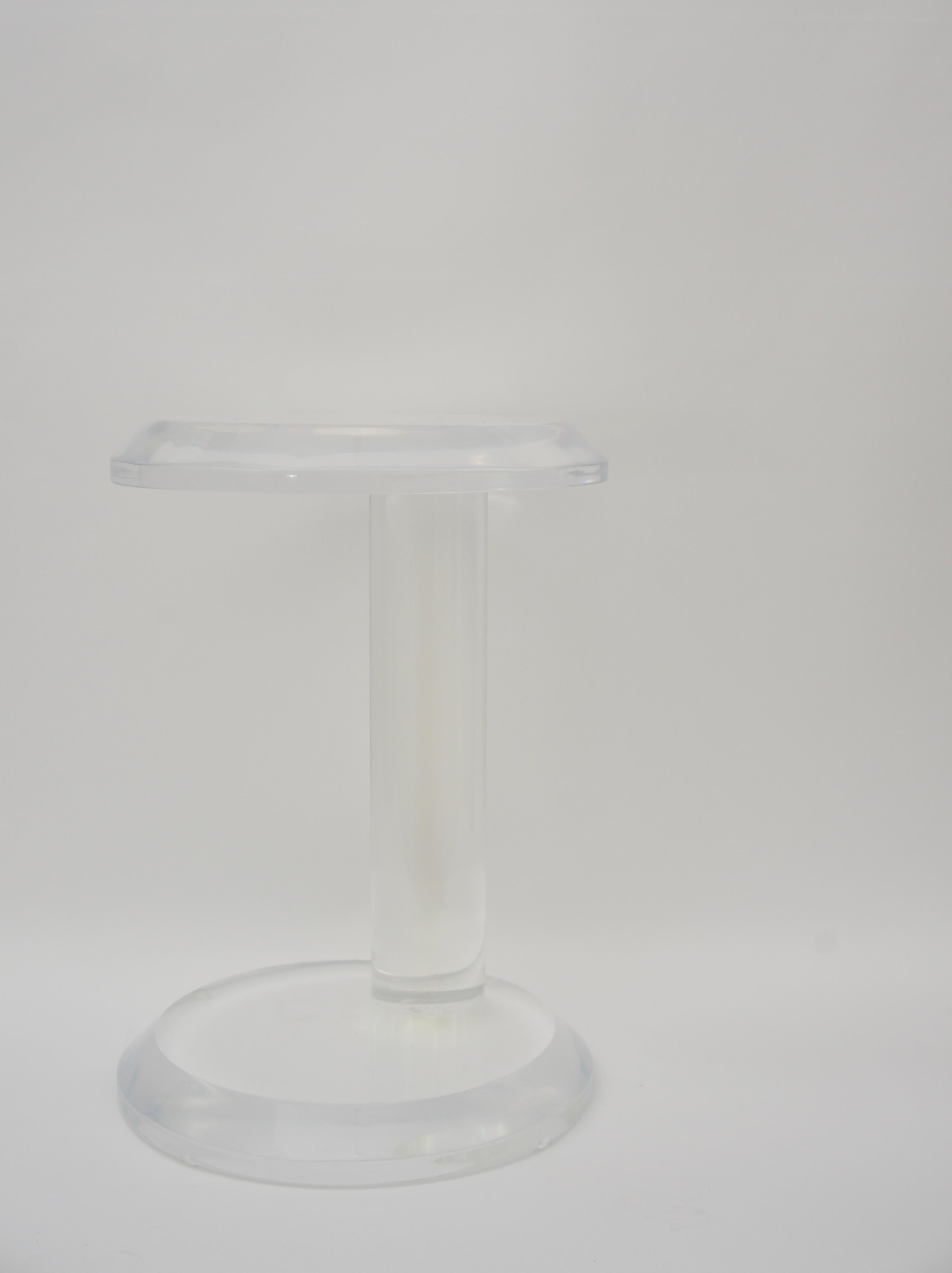 American Round Lucite Side Table