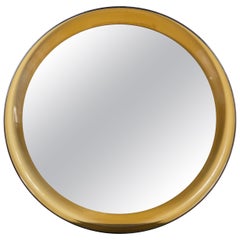 Vintage Round Lucite Wall Mirror Attributed to Guzzini, Italy, 1970s