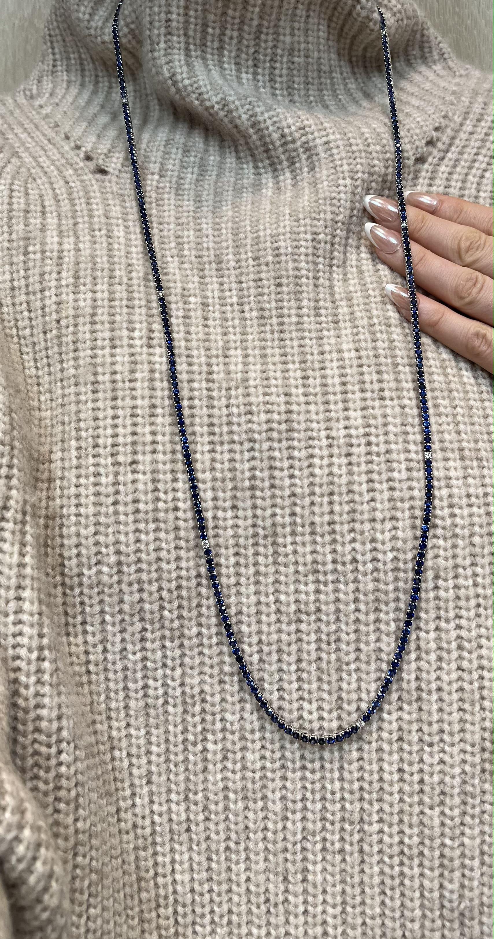 Round Lushness 14K White Gold Gemstone Necklace For Sale 4