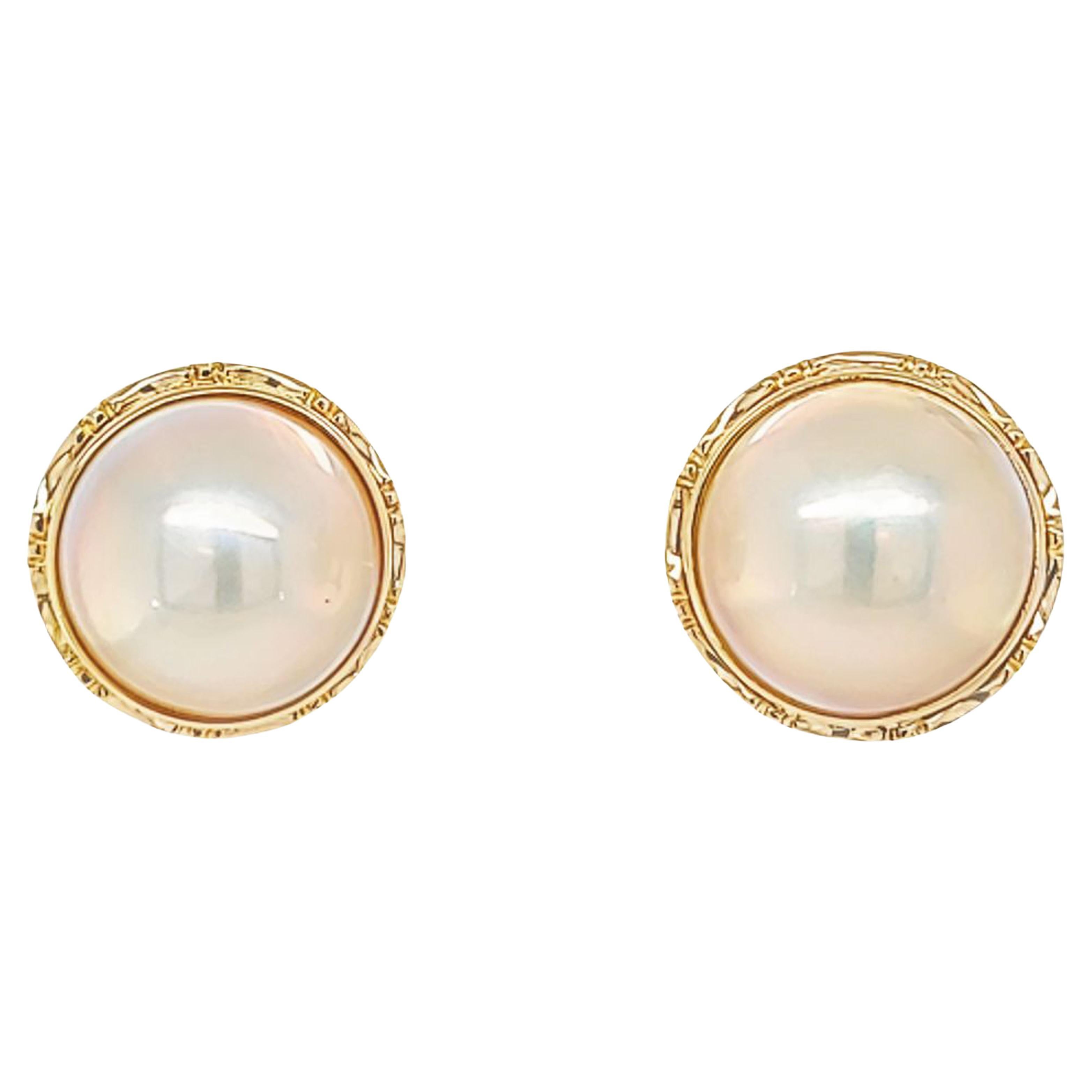 Round Mabe Pearl Earrings