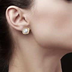 Round Mabe Pearl Omega Clip On Earrings