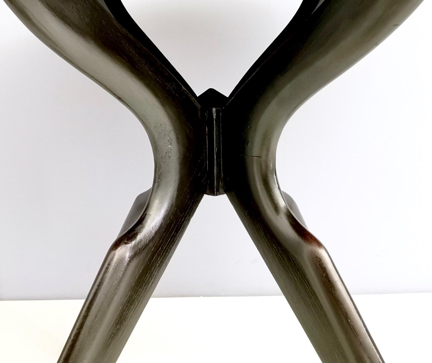Round Macassar Ebony and Ebonized Beech Dining Table, Italy, 1950s-1960s 5