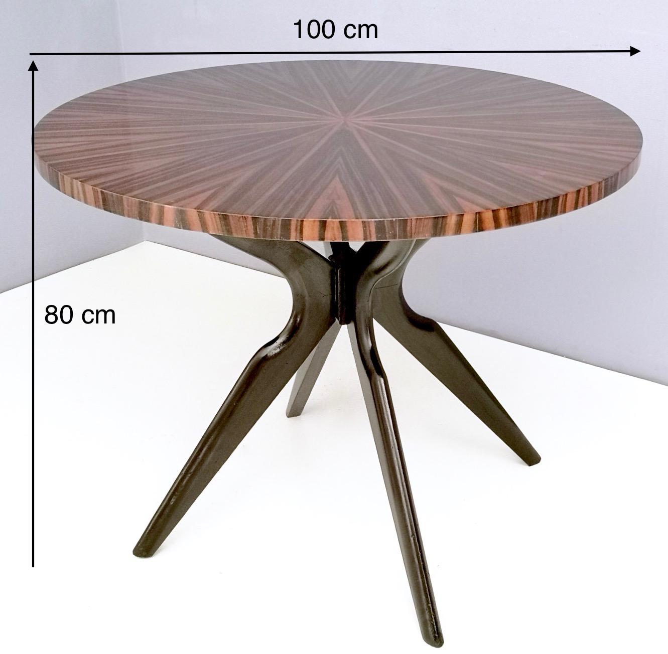 Round Macassar Ebony and Ebonized Beech Dining Table, Italy, 1950s-1960s 8