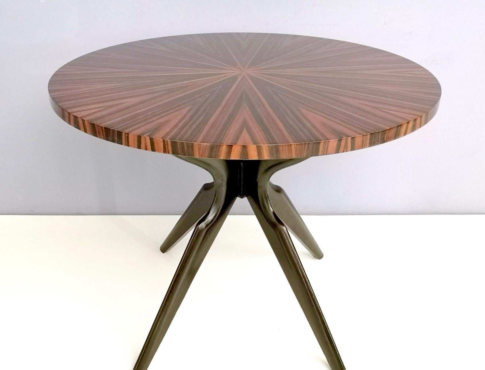 Round Macassar Ebony and Ebonized Beech Dining Table, Italy, 1950s-1960s In Excellent Condition In Bresso, Lombardy