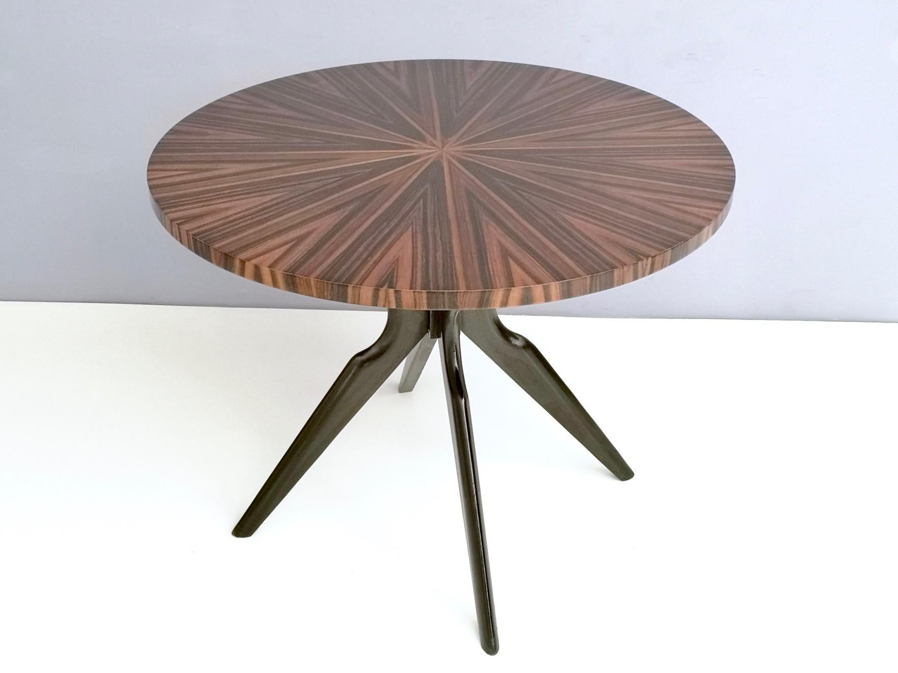 Mid-20th Century Round Macassar Ebony and Ebonized Beech Dining Table, Italy, 1950s-1960s