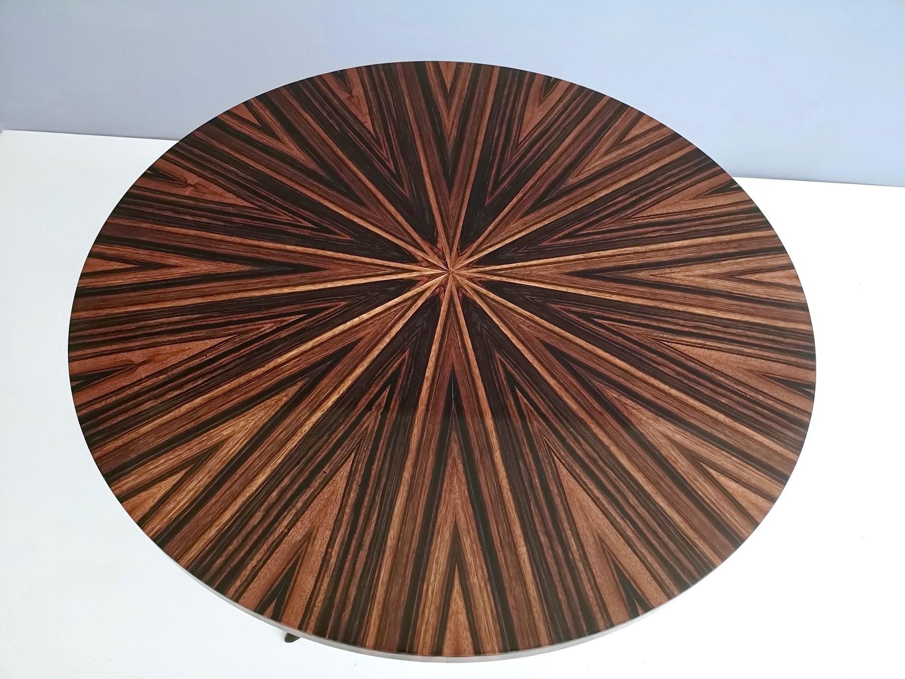 Round Macassar Ebony and Ebonized Beech Dining Table, Italy, 1950s-1960s 1