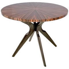 Round Macassar Ebony and Ebonized Beech Dining Table, Italy, 1950s-1960s