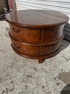 Round Mahogany 2 Drawer Coffee Table