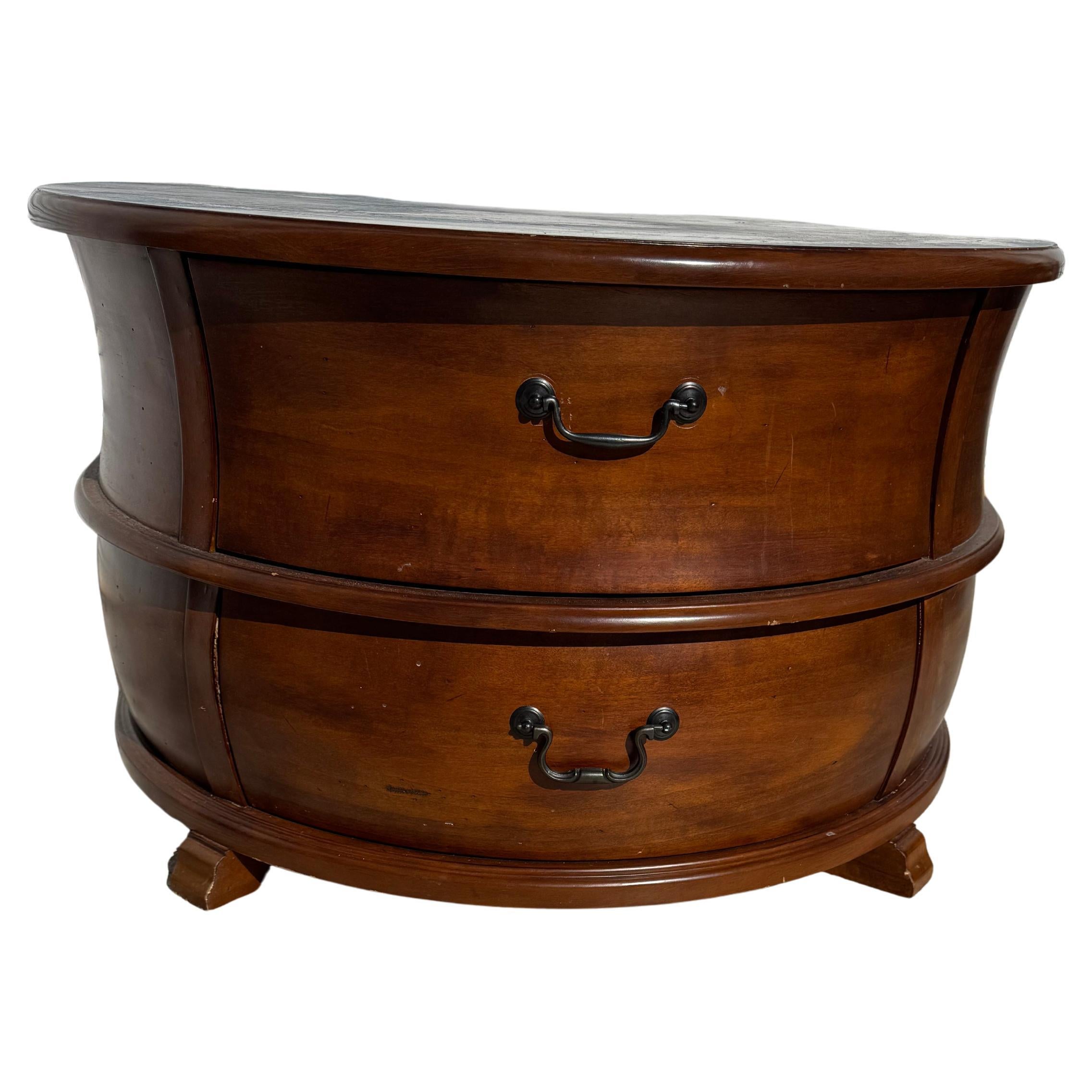 Round Mahogany 2 Drawer Coffee Table For Sale
