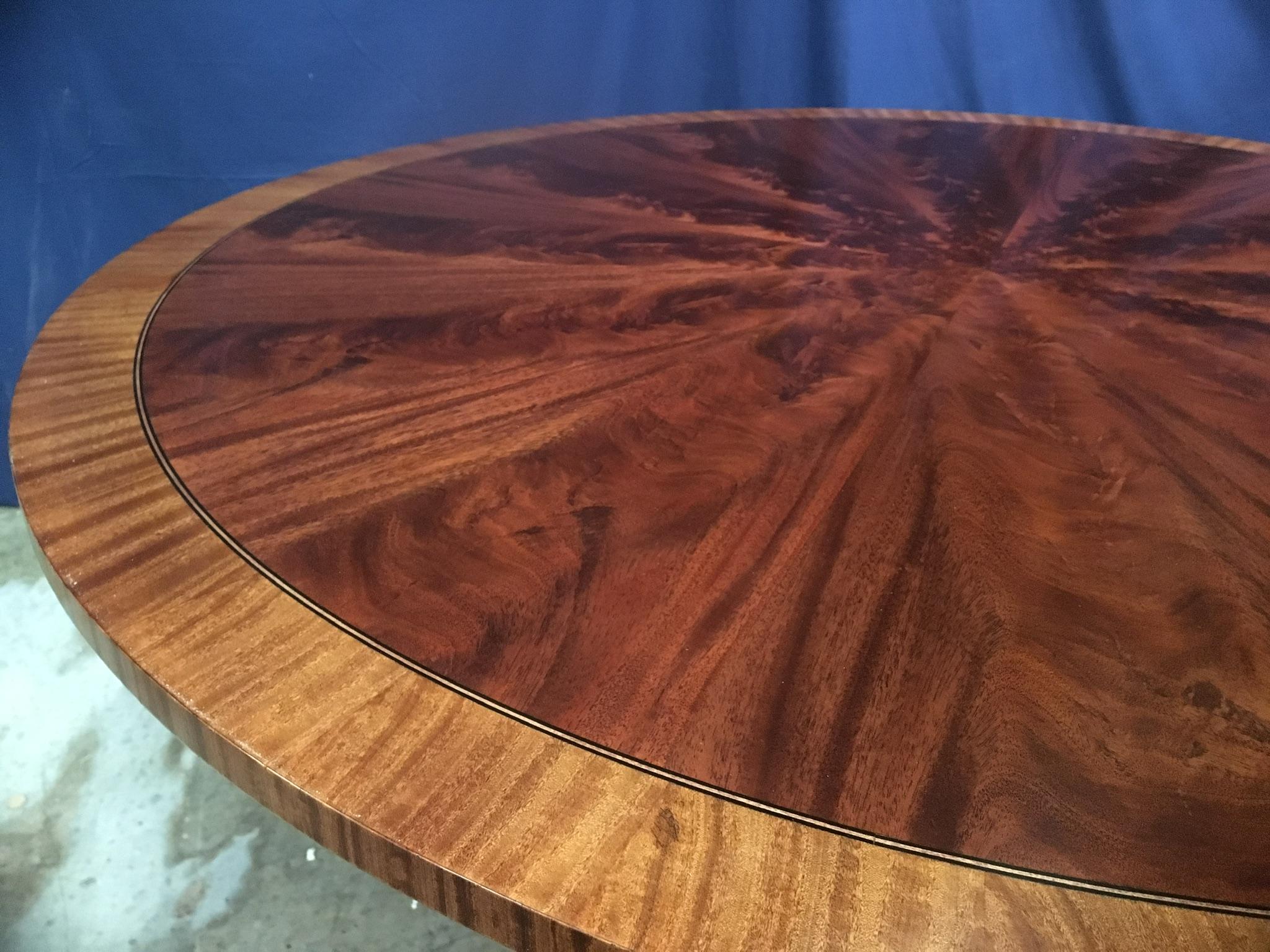 American Round Mahogany Georgian Style Pedestal Dining Table by Leighton Hall For Sale