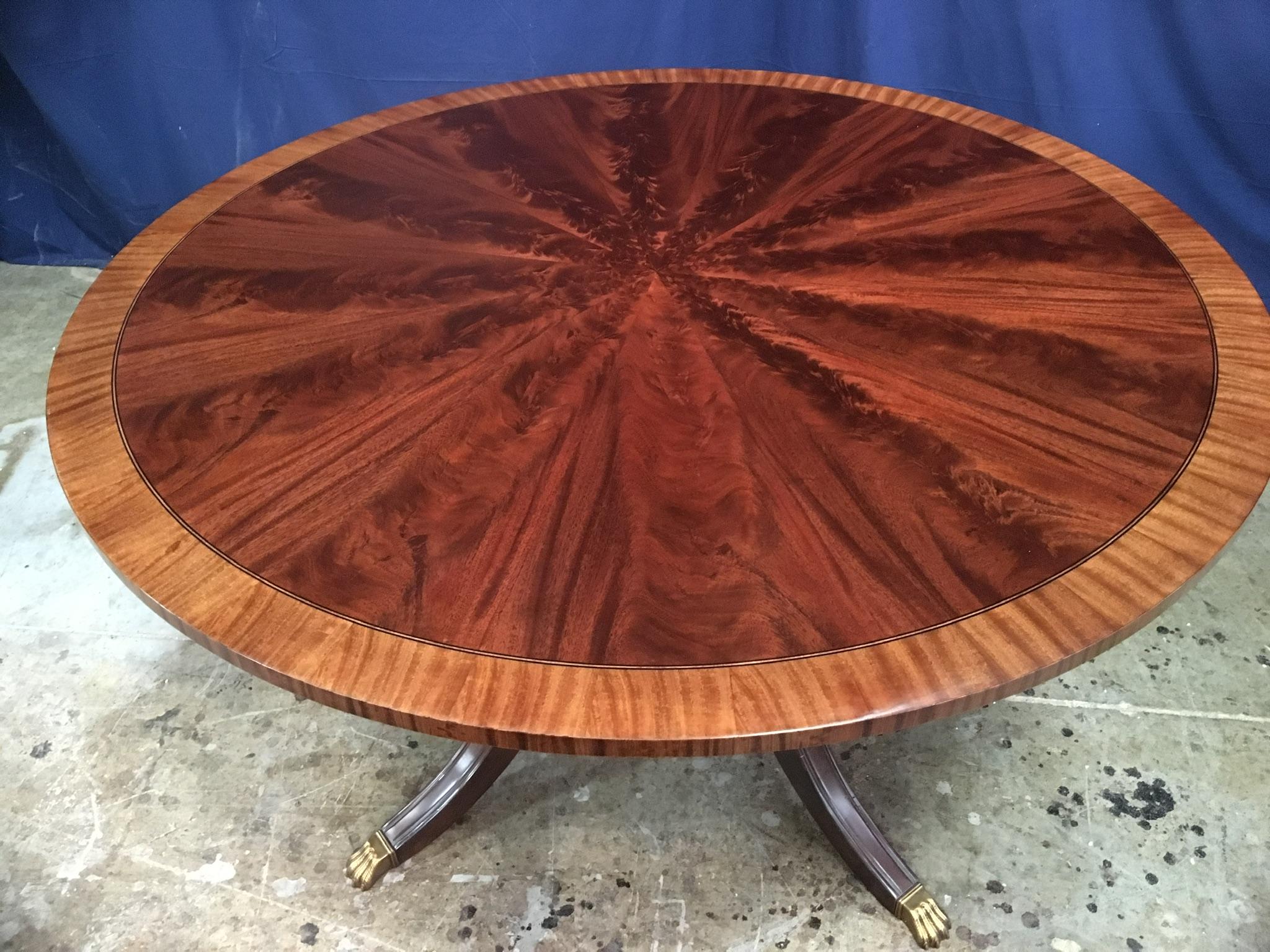 Round Mahogany Georgian Style Pedestal Dining Table by Leighton Hall In New Condition For Sale In Suwanee, GA