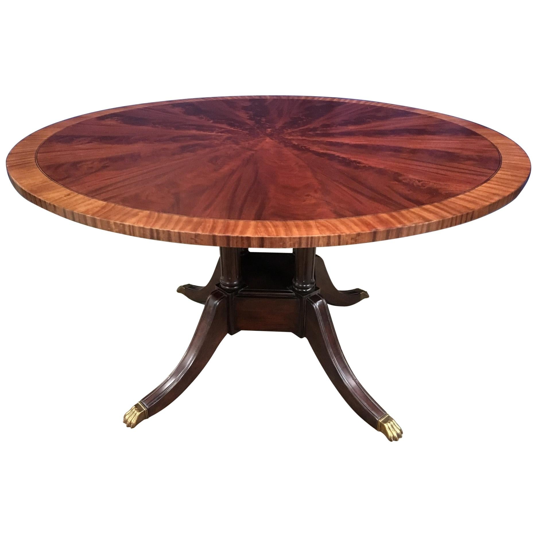 Round Mahogany Georgian Style Pedestal Dining Table by Leighton Hall For Sale