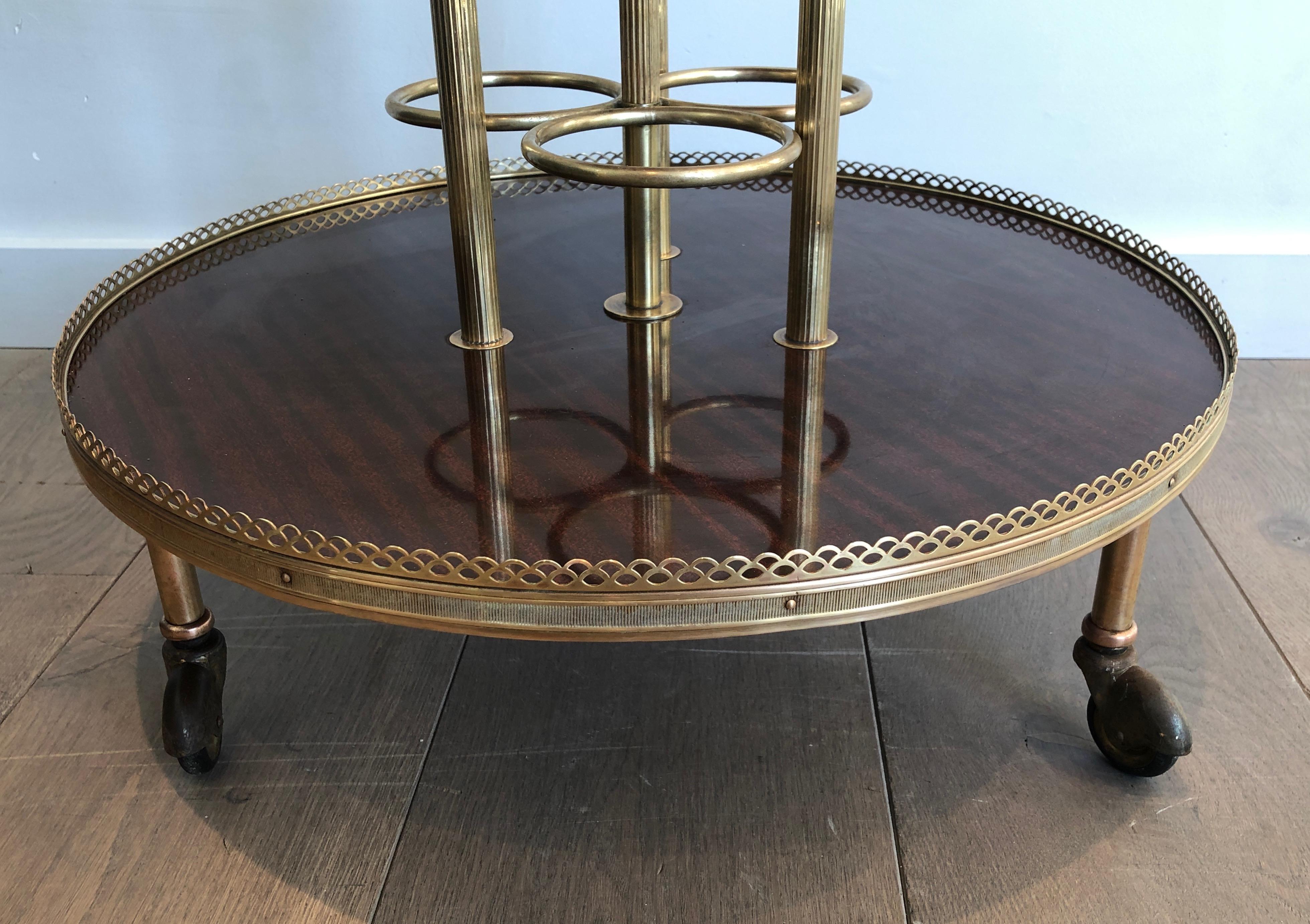 Round Mahogany and Brass Drinks Trolley For Sale 4