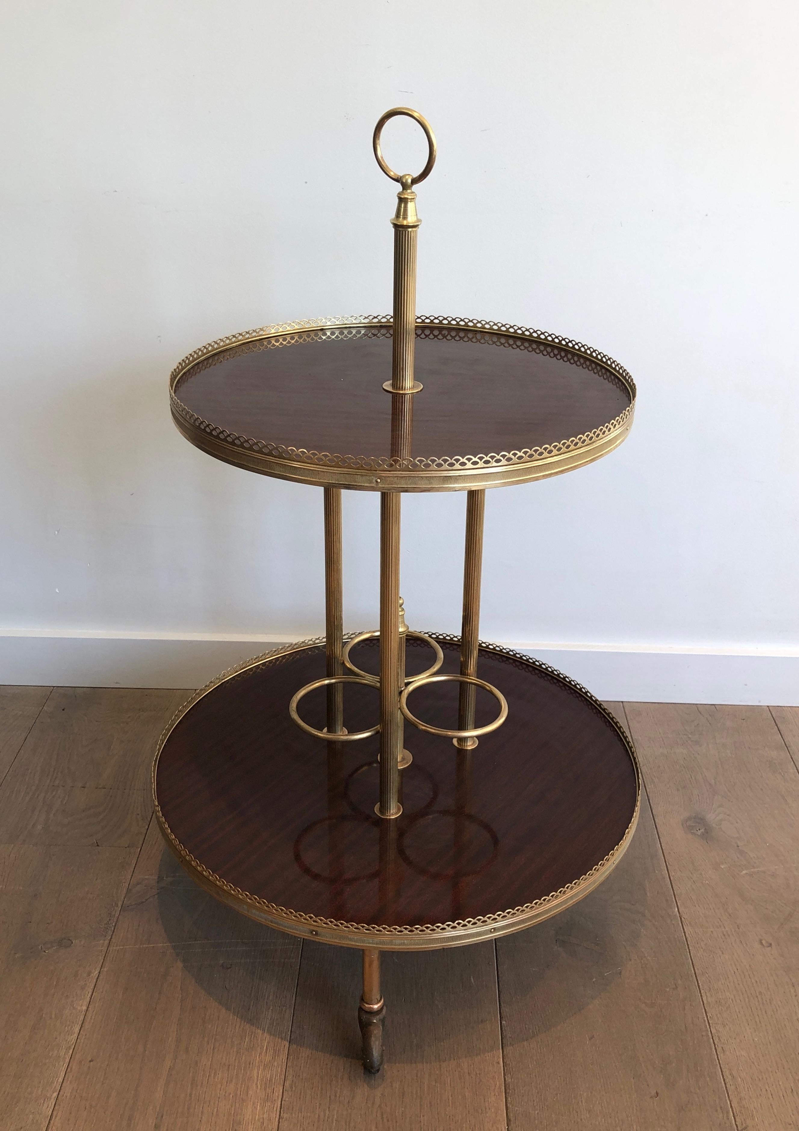 Round Mahogany and Brass Drinks Trolley For Sale 6