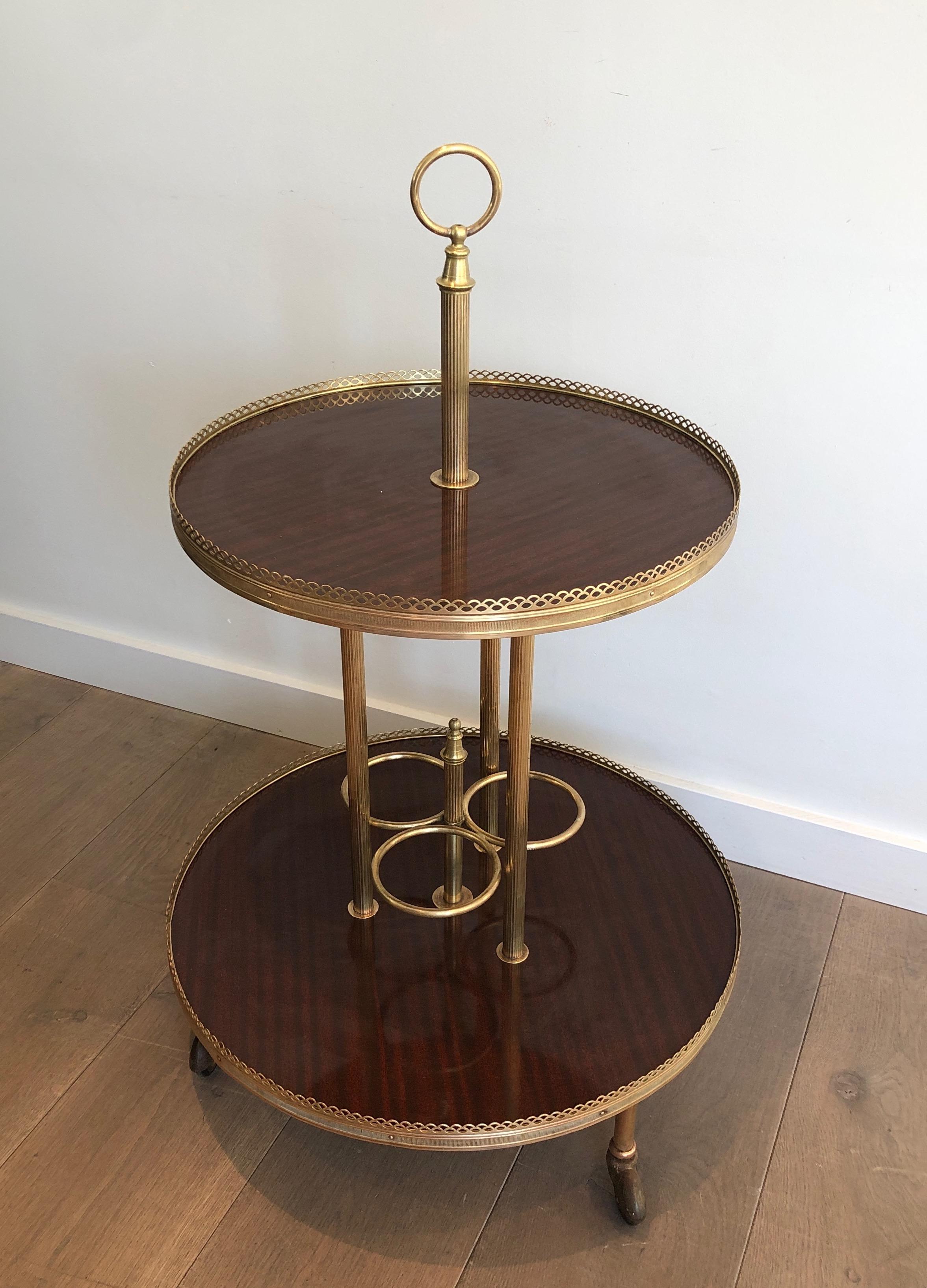 Round Mahogany and Brass Drinks Trolley For Sale 7