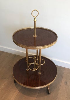 Round Mahogany and Brass Drinks Trolley