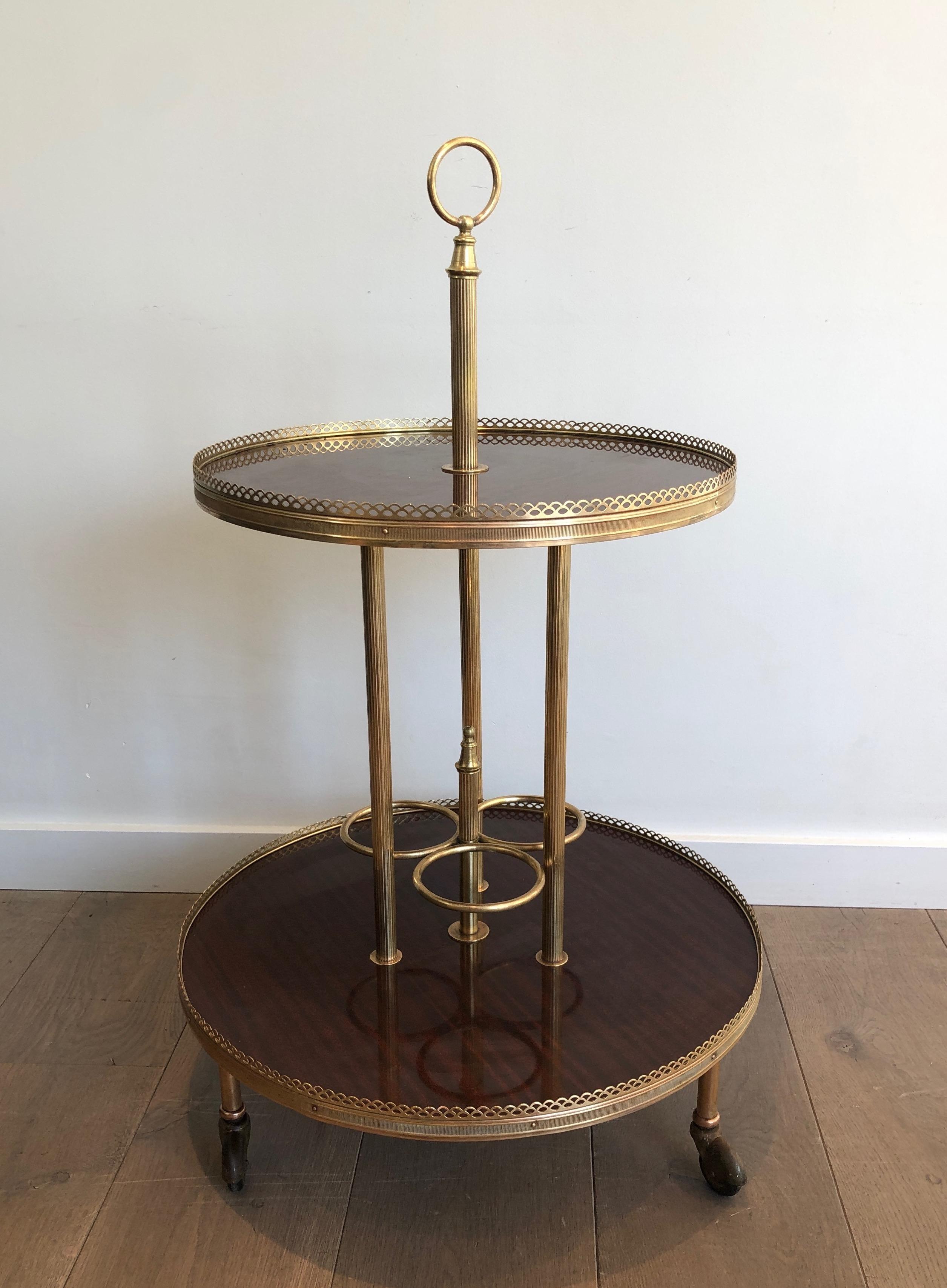 Neoclassical Round Mahogany and Brass Drinks Trolley For Sale