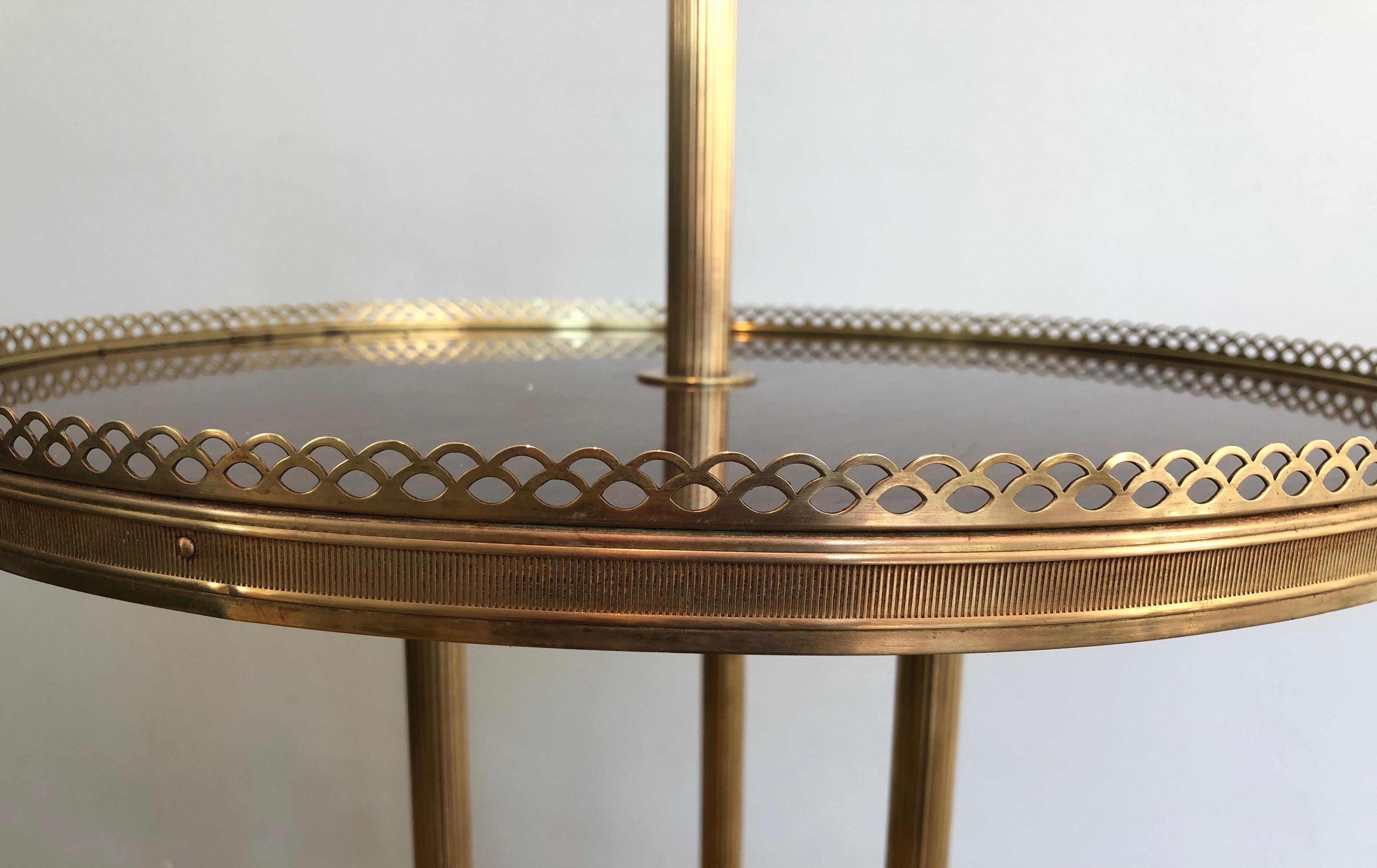 Round Mahogany and Brass Drinks Trolley In Good Condition For Sale In Marcq-en-Barœul, Hauts-de-France