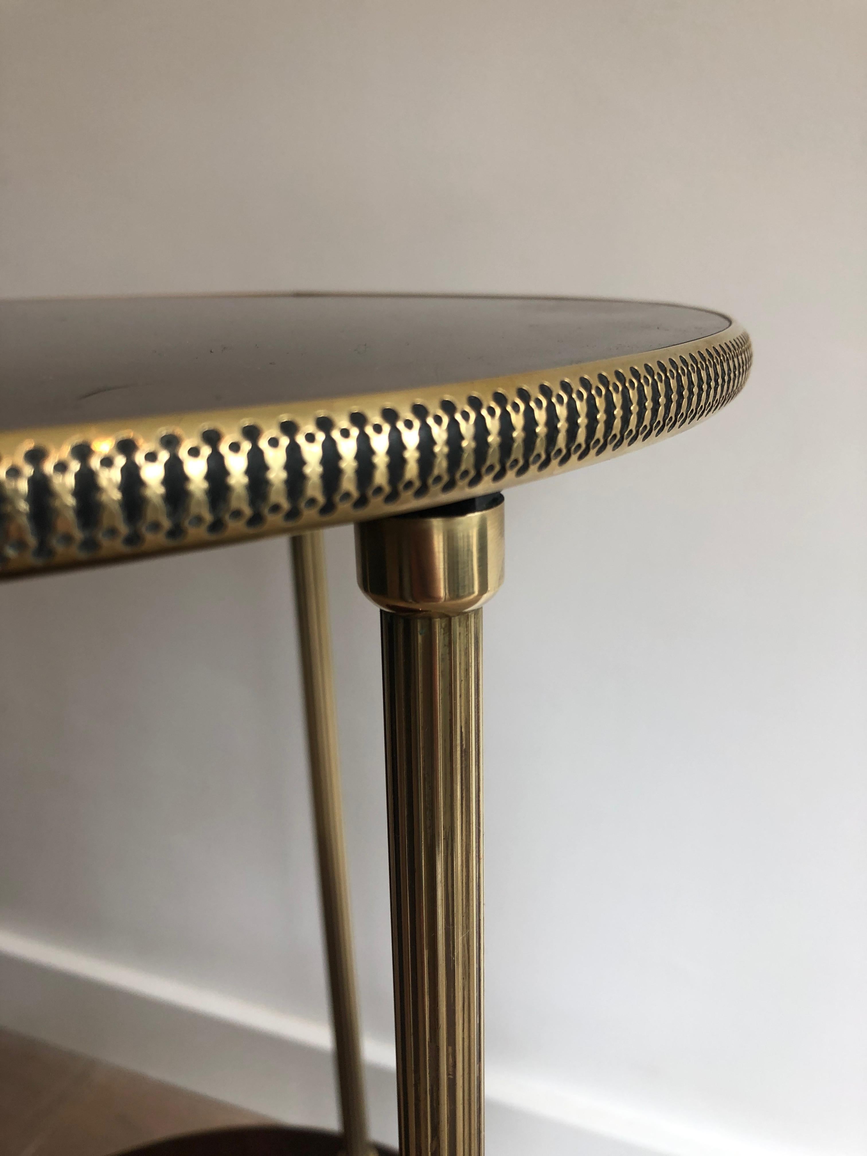 Round Mahogany and Brass Side Table, French, circa 1950 5