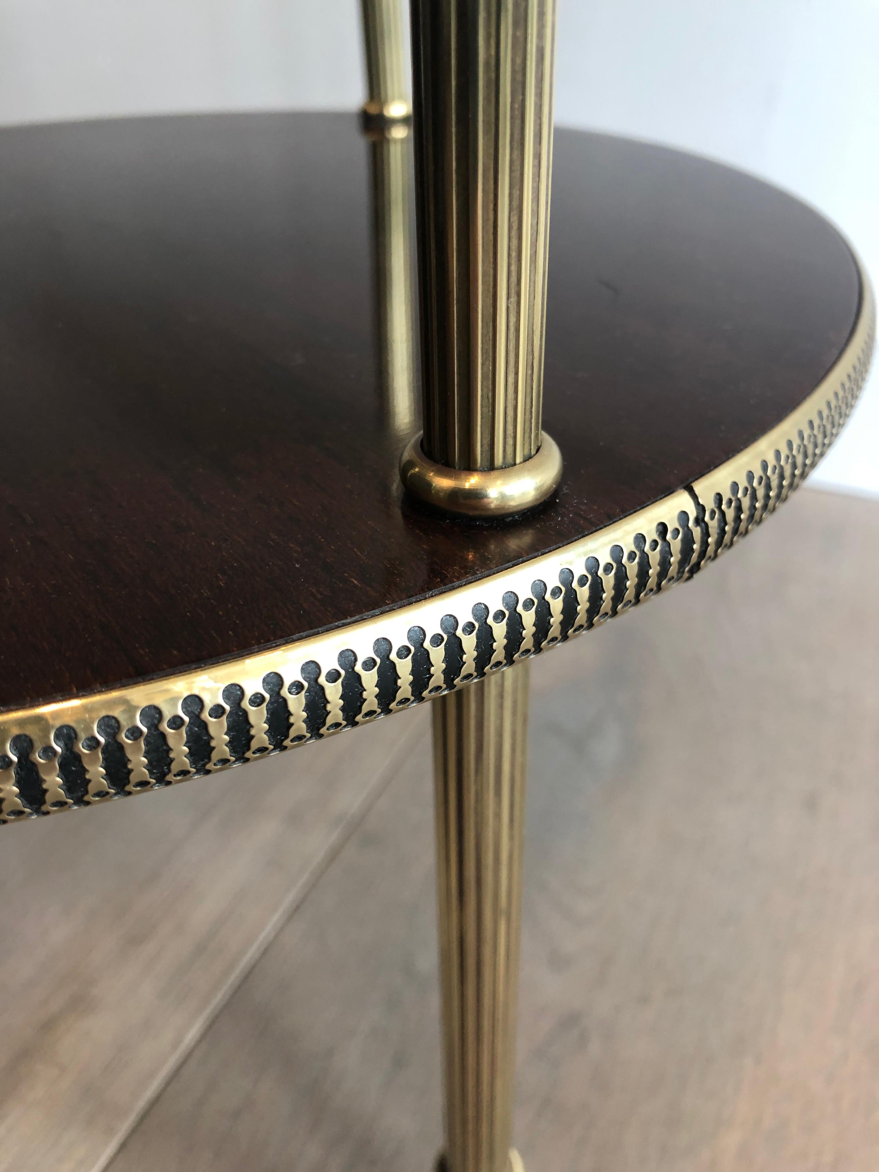 Round Mahogany and Brass Side Table, French, circa 1950 6