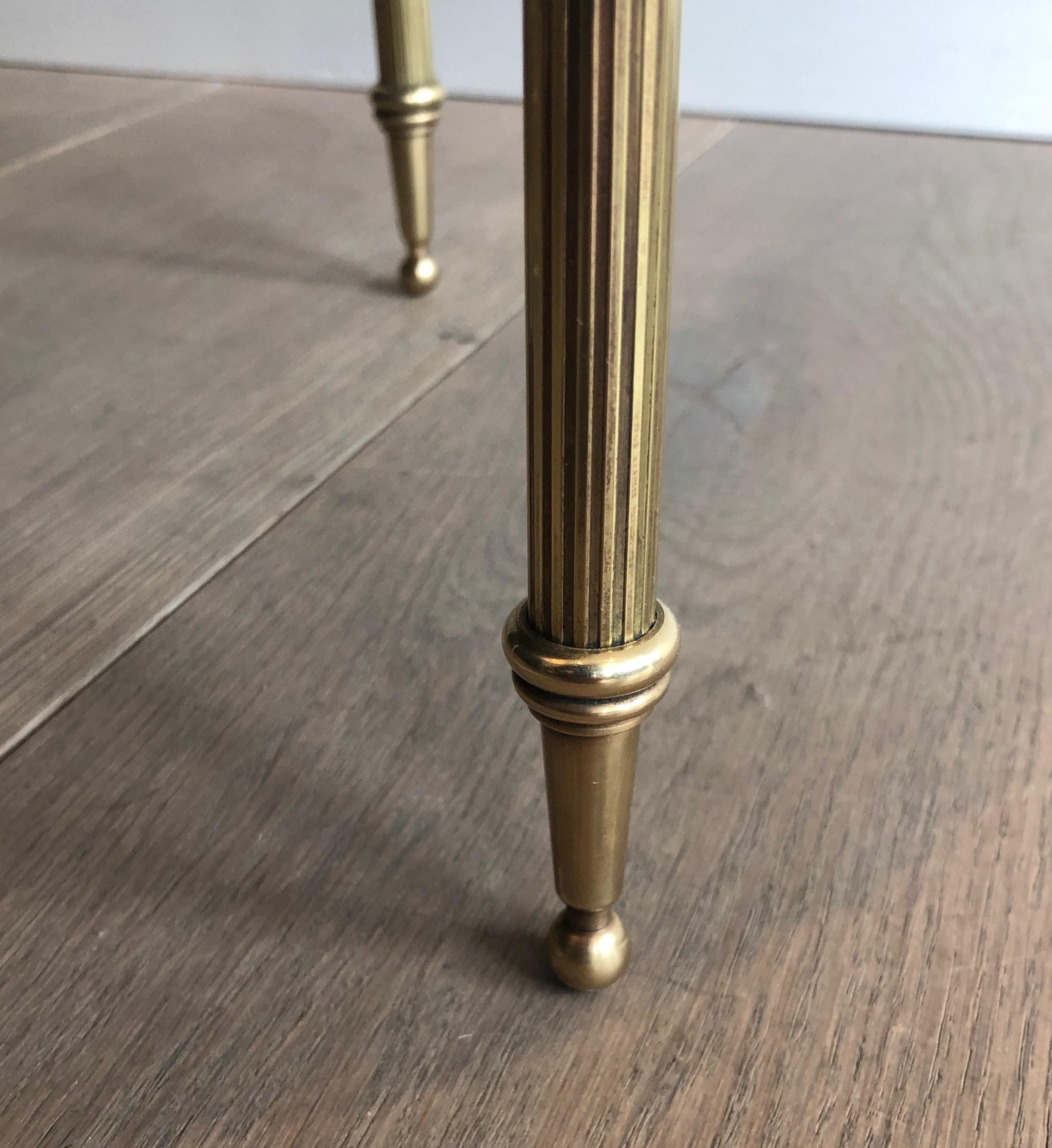 Round Mahogany and Brass Side Table, French, circa 1950 7